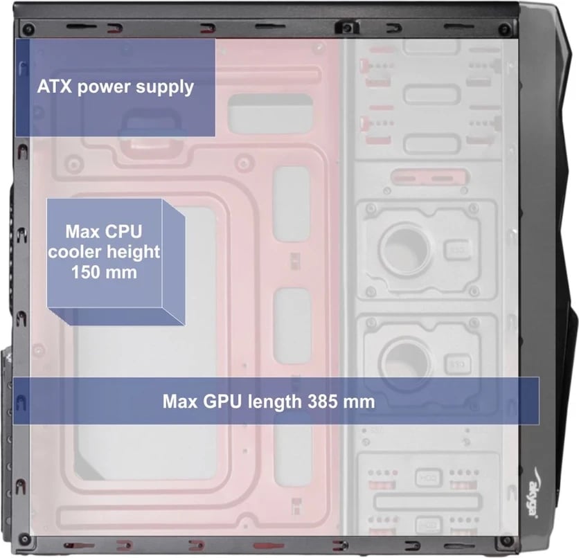 Kasë kompjuteri Akyga, ak995bk PC"ATX, Nero 