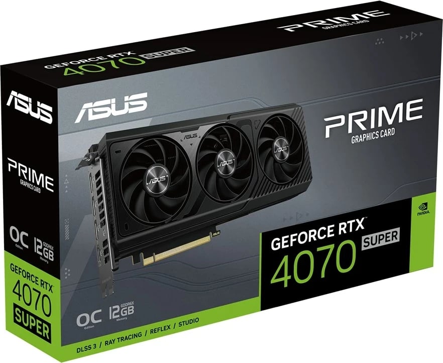 Kartelë grafike ASUS Prime RTX4070S-O12G, NVIDIA GeForce RTX 4070 SUPER, 12 GB, e zezë