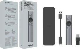 Telekomandë prezantimi Logitech Spotlight, Bluetooth/RF, USB, 30 m, Gri