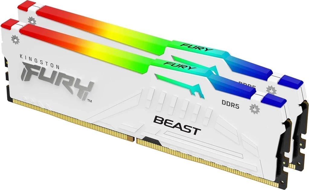 RAM Memorje Kingston FURY Beast 32GB 6000MT/s DDR5 CL40 DIMM, Bardhë me RGB