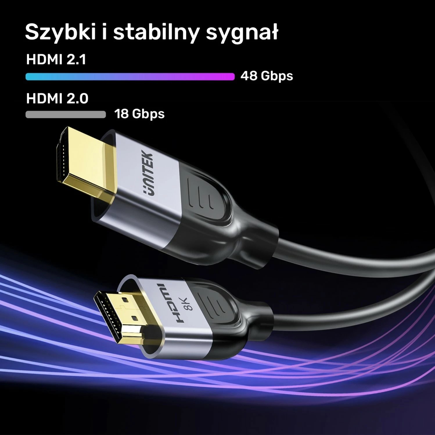 Kabëll HDMI Unitek 2.1 8K 60Hz, 1.5m, zi-argjendtë