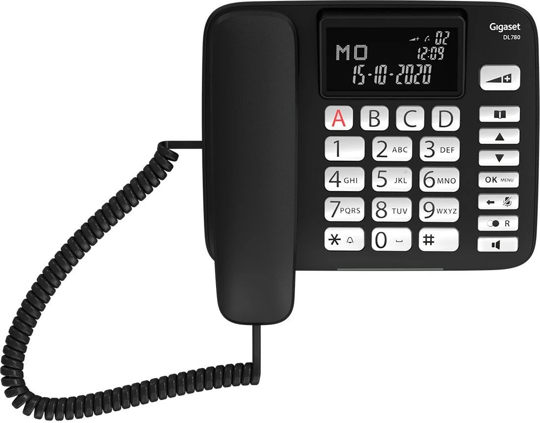 Telefon Gigaset DL780 Plus, Analog/DECT, Mbajtës pa tela, Zëdhënës, 99 kontakte, ID thirrës, Ngjyrë e zezë