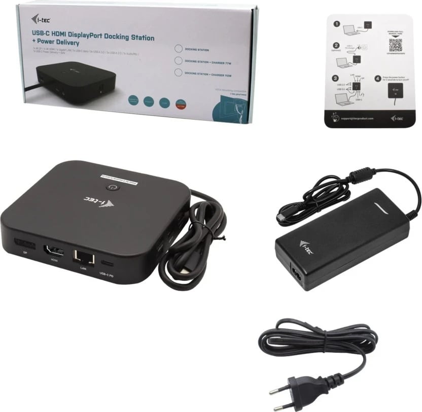 Stacion dokimi i-tec USB-C Dual Display HDMI DP LAN AUDIO Power Delivery 100 W + Karikues Universal 112 W