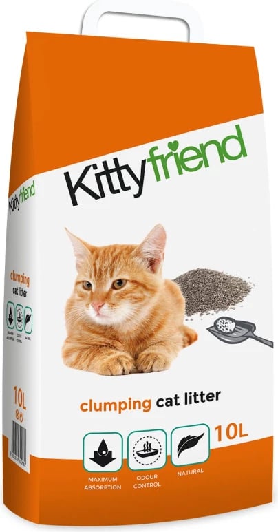 Rërë bentoniti 100% natyral për mace Sanicat Kittyfriend Clumping, 10L