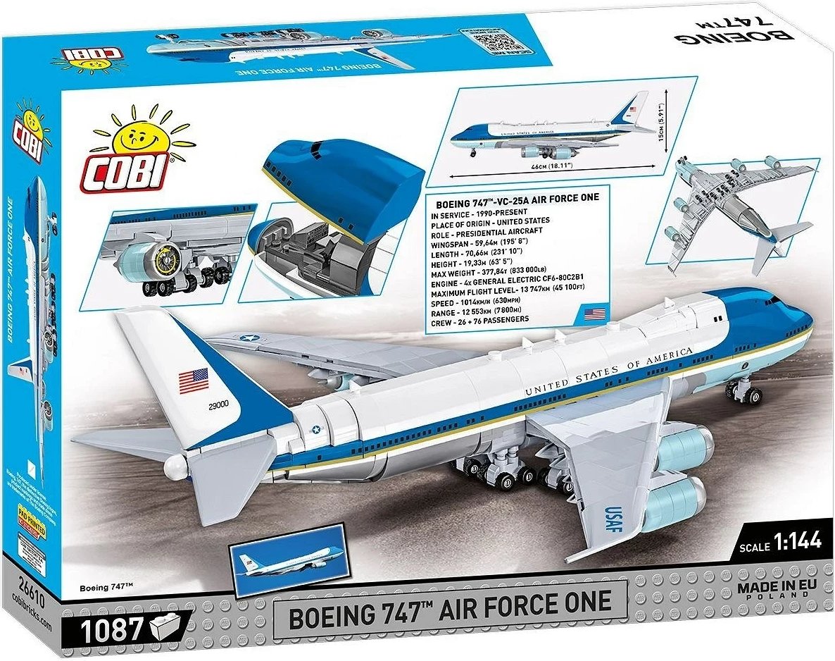 Set ndërtimi COBI Boeing 747 Air Force One, Bardhë