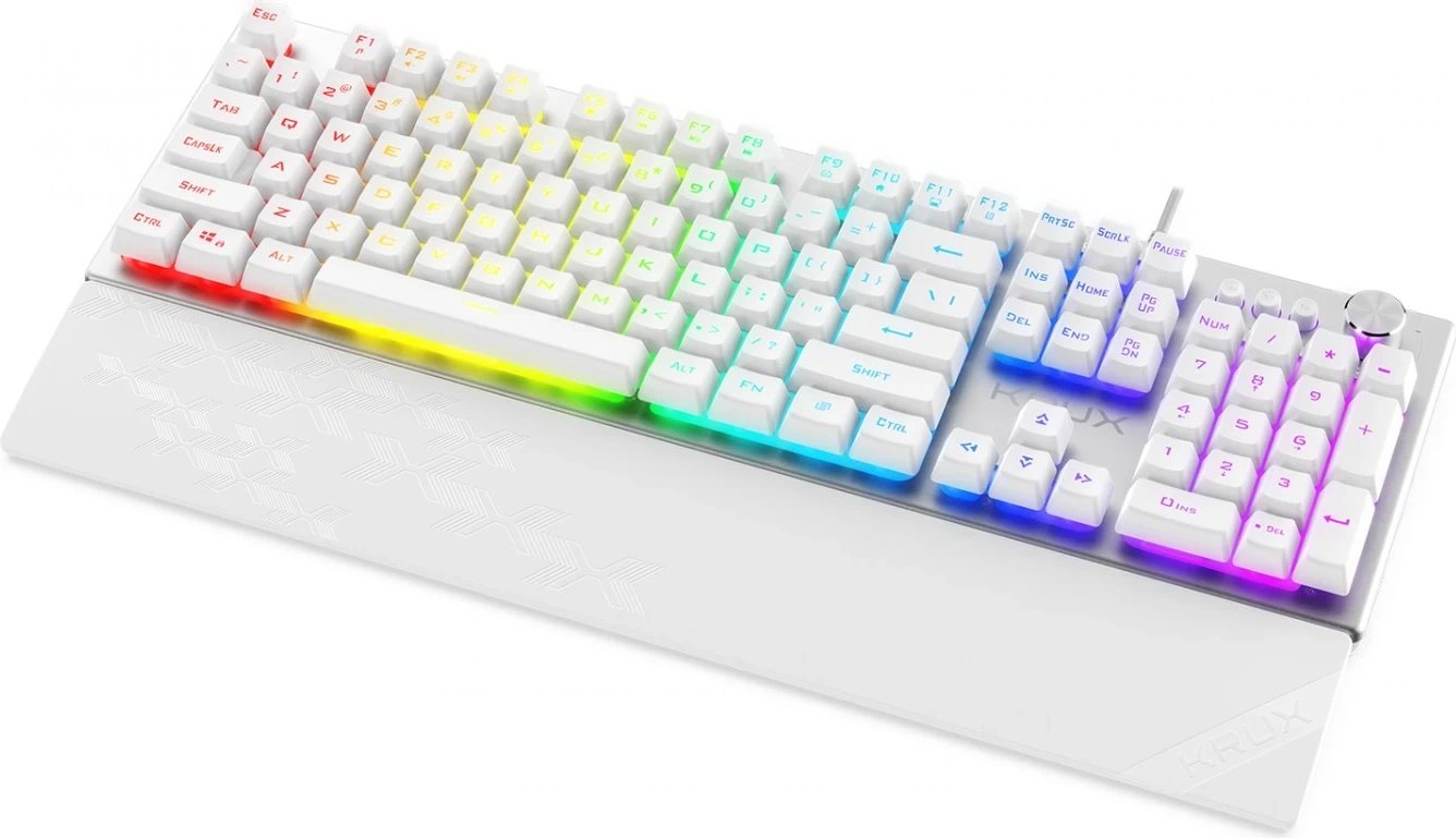 Tastierë Gaming KRUX Frost Silver-White me RGB