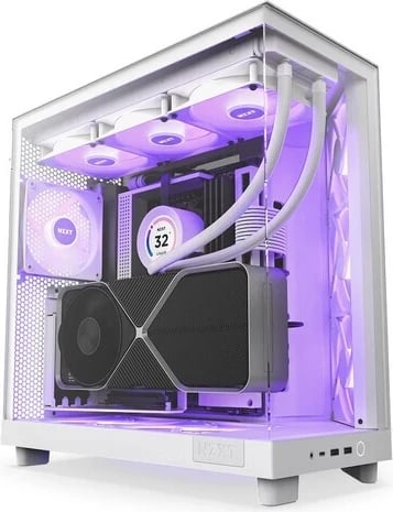 Kasë NZXT H6 Flow RGB, Midi Tower, 3 x 120mm, e bardhë