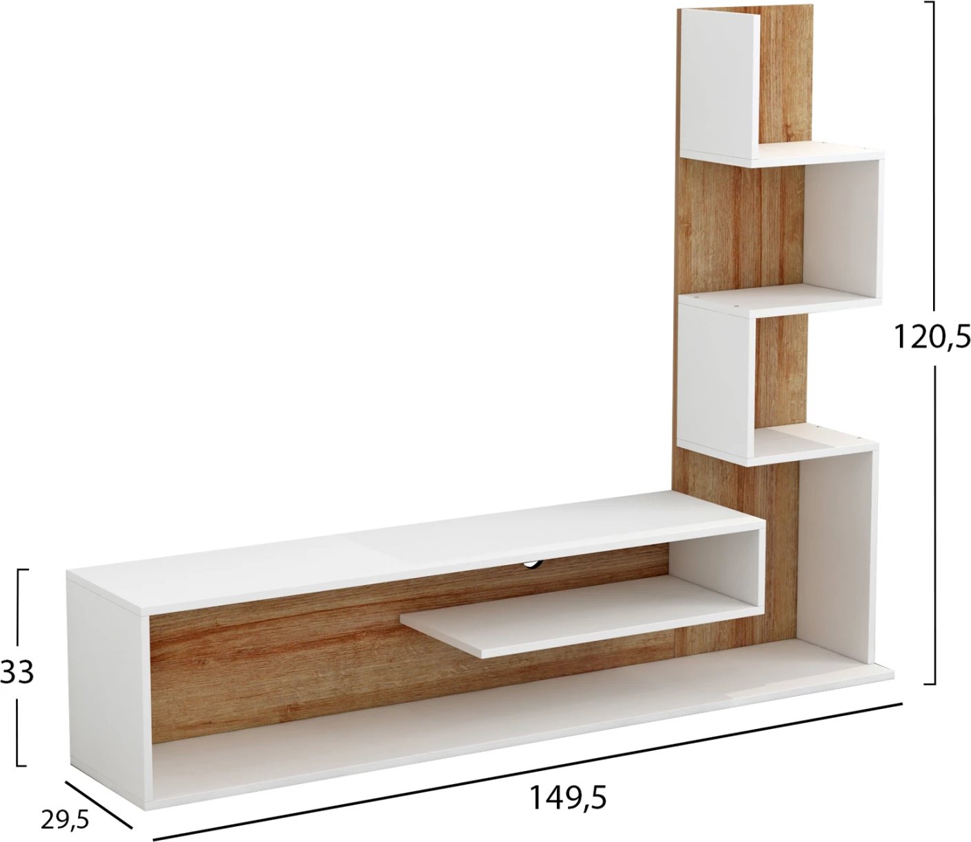 Kombo Mobilje TV EDELIE FH8908.11 Melamin në Bardhë-Natyral 150x29.5x120H cm