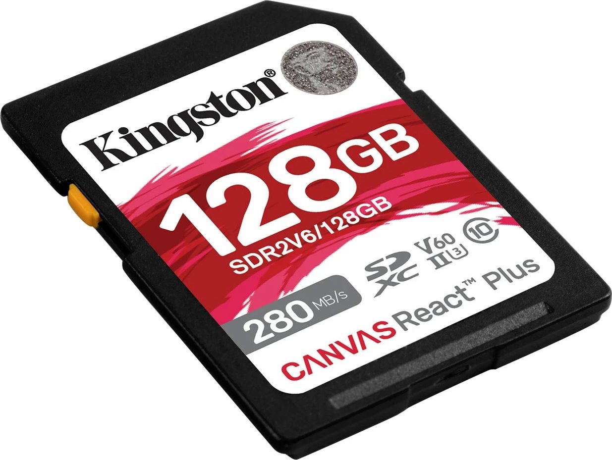 Kartë memorie Kingston 128GB Canvas React Plus SDXC UHS-II, e zezë