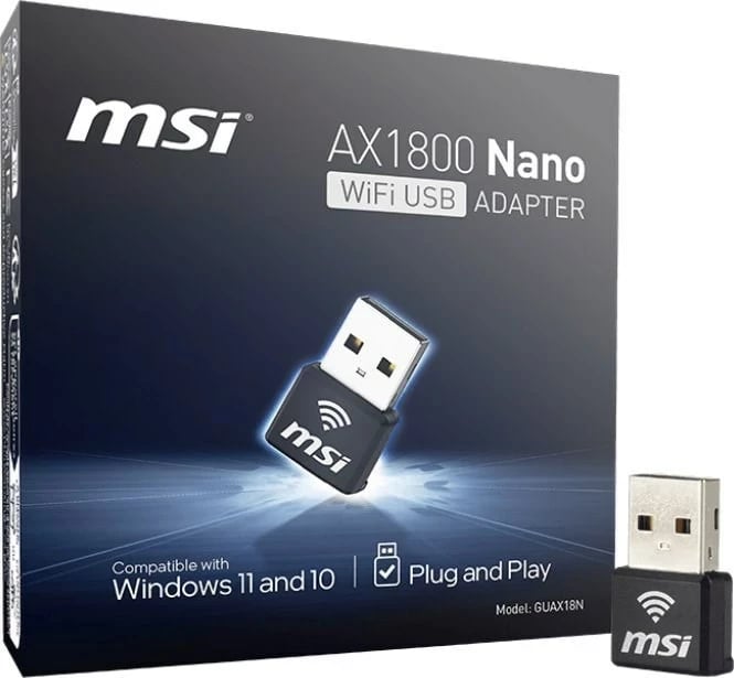 Kartelë rrjeti MSI 302-8ZE30XE-000 NANO, Wifi 6, e zezë