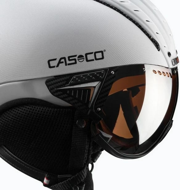 Helmetë skijimi CASCO SP-2 Carbonic Visor, e bardhë S