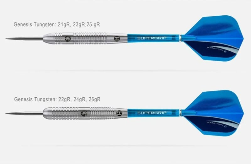 Shigjeta për Dart Harrows Genesis Tungsten, blu dhe argjendtë