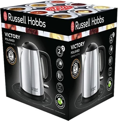 Çajnik elektrik Russell Hobbs Victory 24990-70, 1 L, 2400 W, Argjendtë, Zi