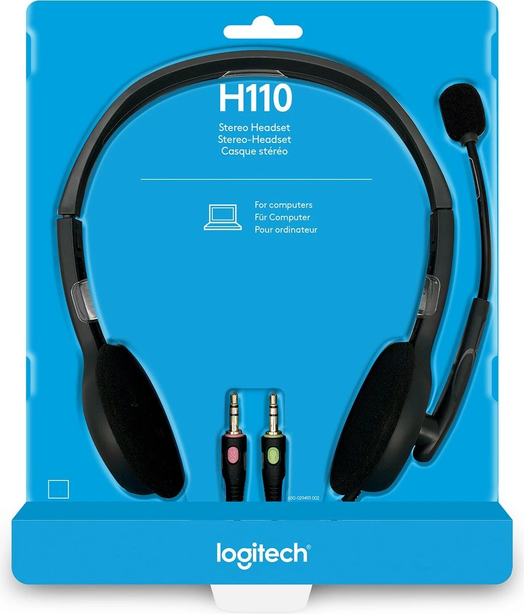 Kufje Logitech H110, Stereo, Wired, Office/Call center, 20 - 20000 Hz, 74 g, Black, Silver