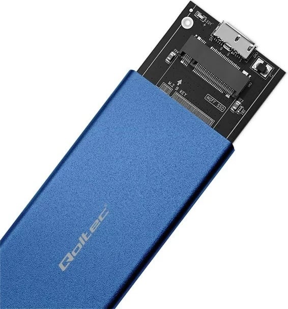 Kasë Qoltec 51832 për SSD M.2, USB 3.0, Blu