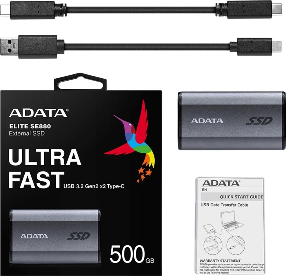 SSD Jashtëm ADATA SE880, 500 GB, Wi-Fi, Gri