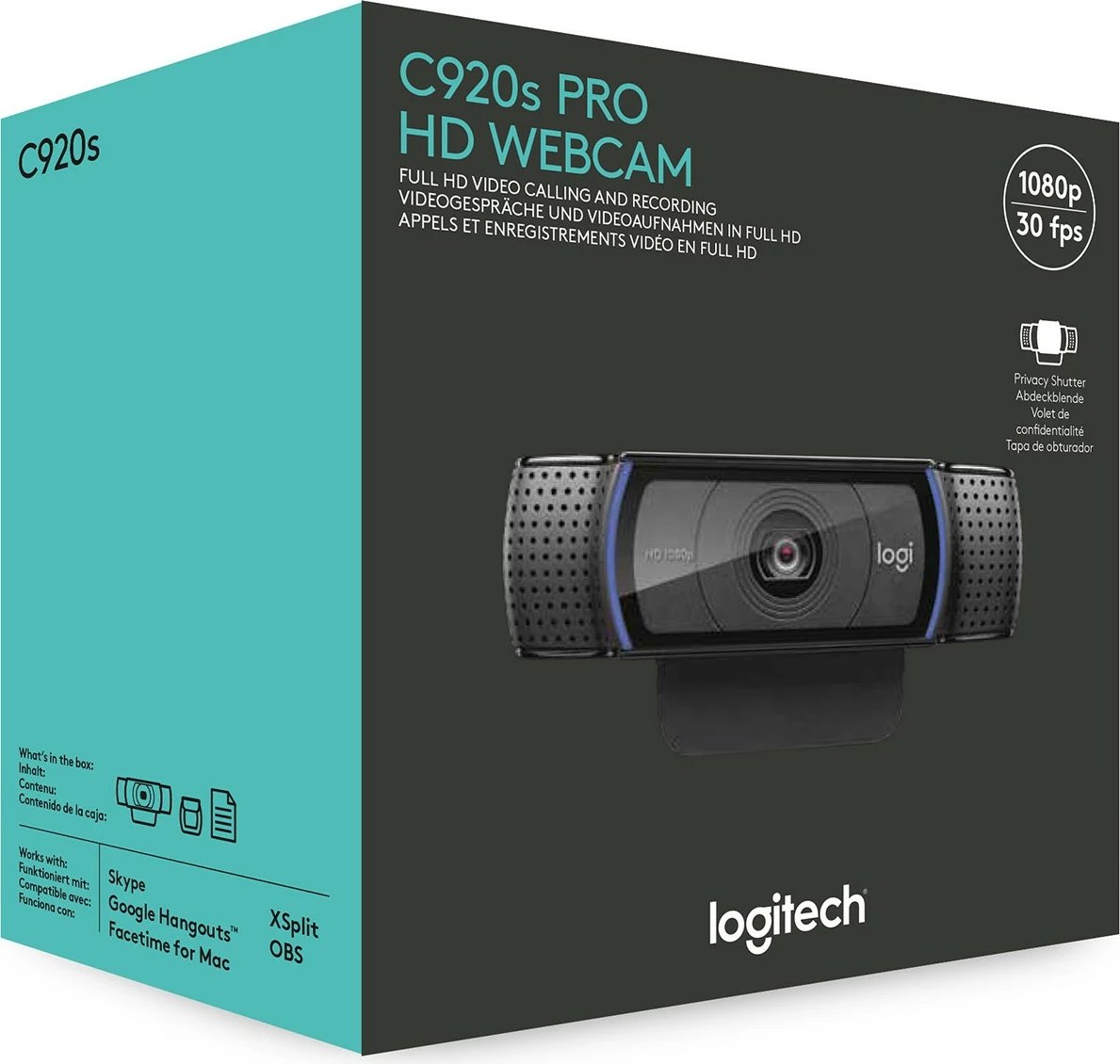 Kamera Logitech HD Pro Webcam C920, 1920 x 1080 pixels, Full HD, 30 fps, 720p, 1080p, Kapak privatësie, 78°