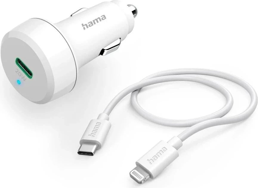 Karikues për veturë USB-C Hama Power Delivery/Qualcomm,  20W, i bardhë