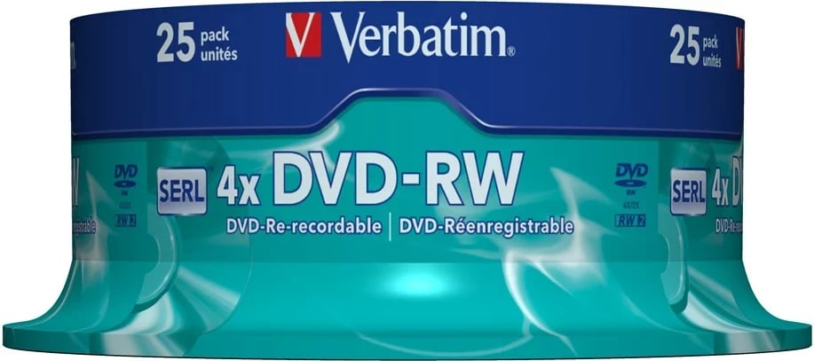 DVD-RW Verbatim 4.7 GB, 25 copë, Argjendtë