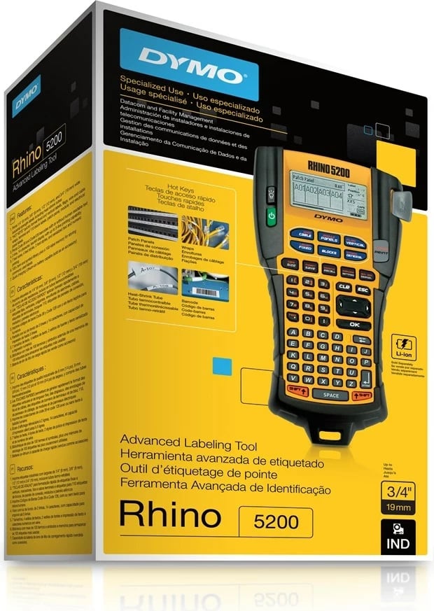 Printer etiketa DYMO RHINO 5200, Termotransfer, 180 x 180 DPI, e verdhë