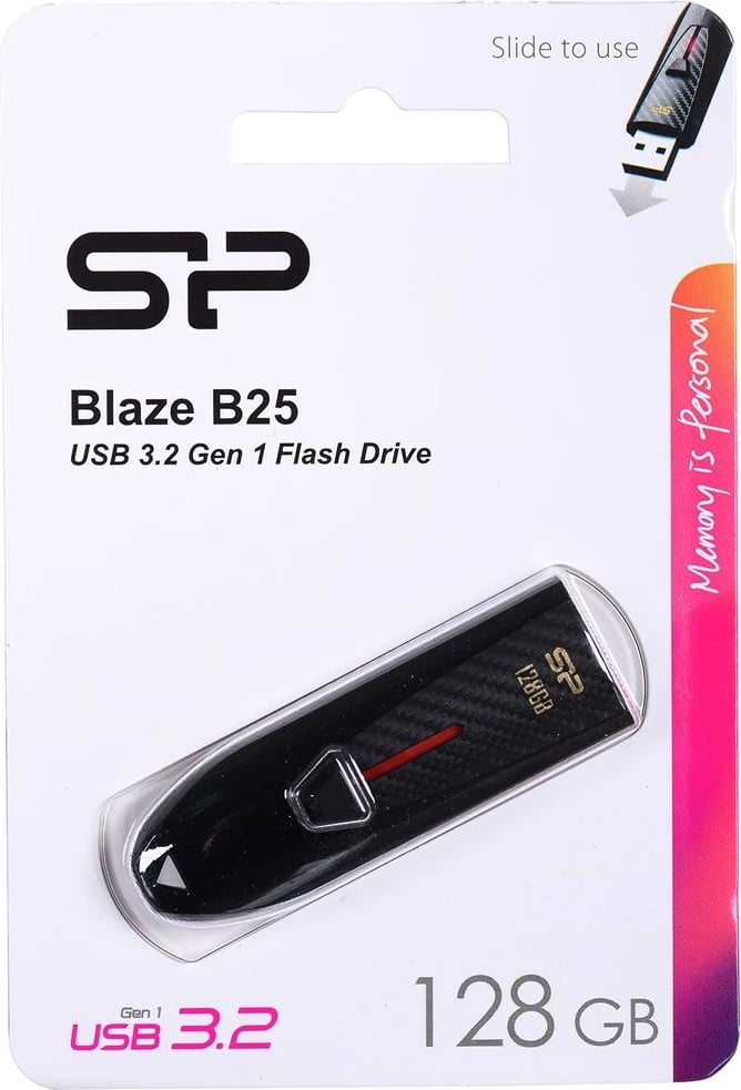 USB Flash Drive Silicon Power Blaze B25, 128GB, Lloji A, Gjen 1, e zezë