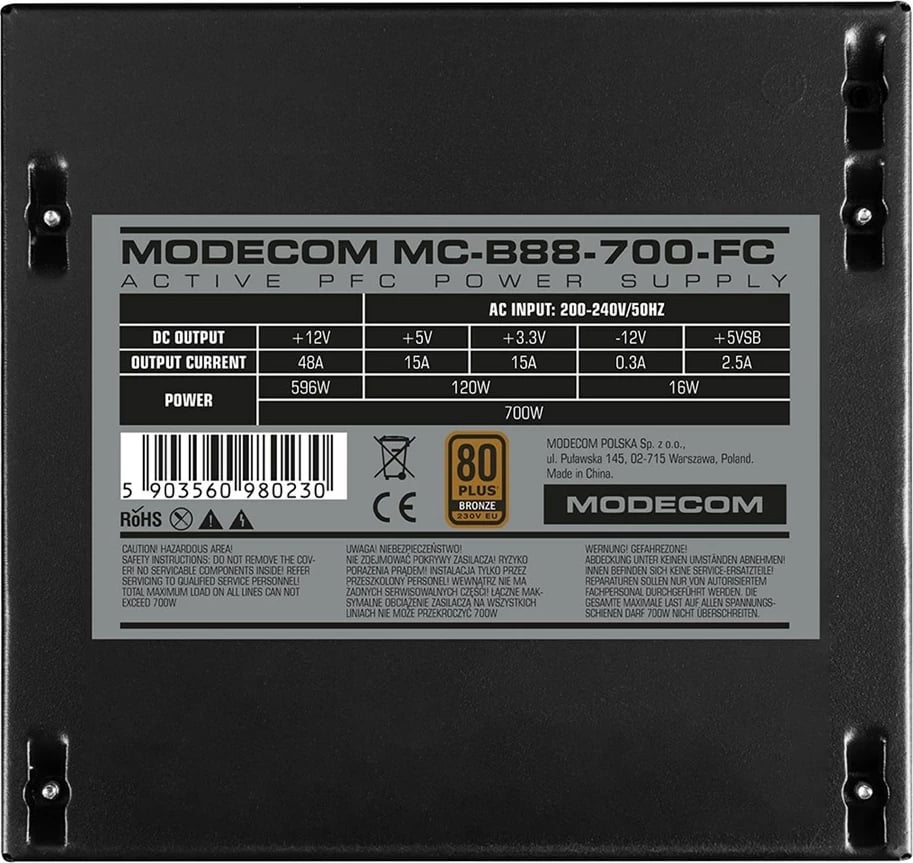 Furnizues rryme MODECOM MC-B88-700-FC, 700W, i zi