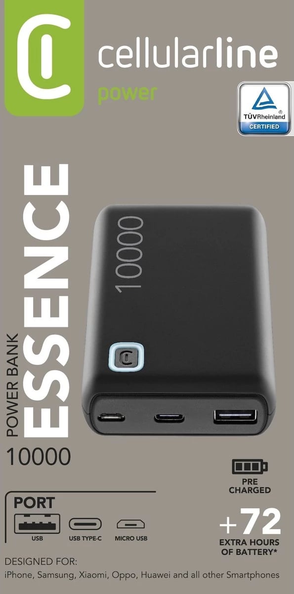 POWER BANK CELLULARLINE ESSENCE PBESSENCE10000K | 10000MAH 12W I ZI