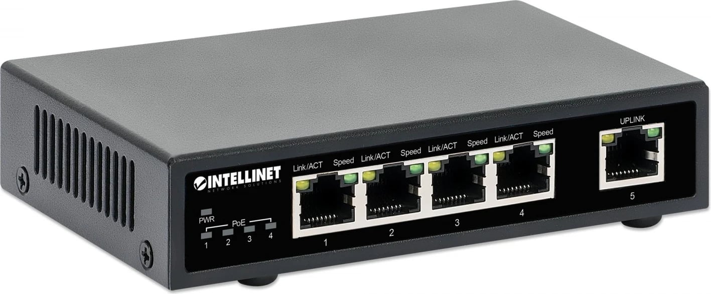 Switch Gigabit Intellinet 561839, 4x RJ45 PoE+, 1x RJ45 Uplink