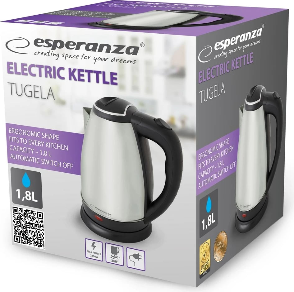 Vluese uji Esperanza EKK104X, 1.8 L,  2200 W,  argjend 