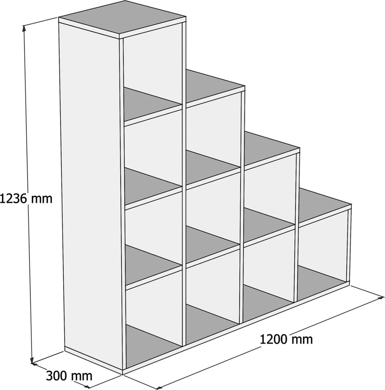 Raft librash SCALE melaminë e bardhë 120x30x123,6H cm. FH9238.11