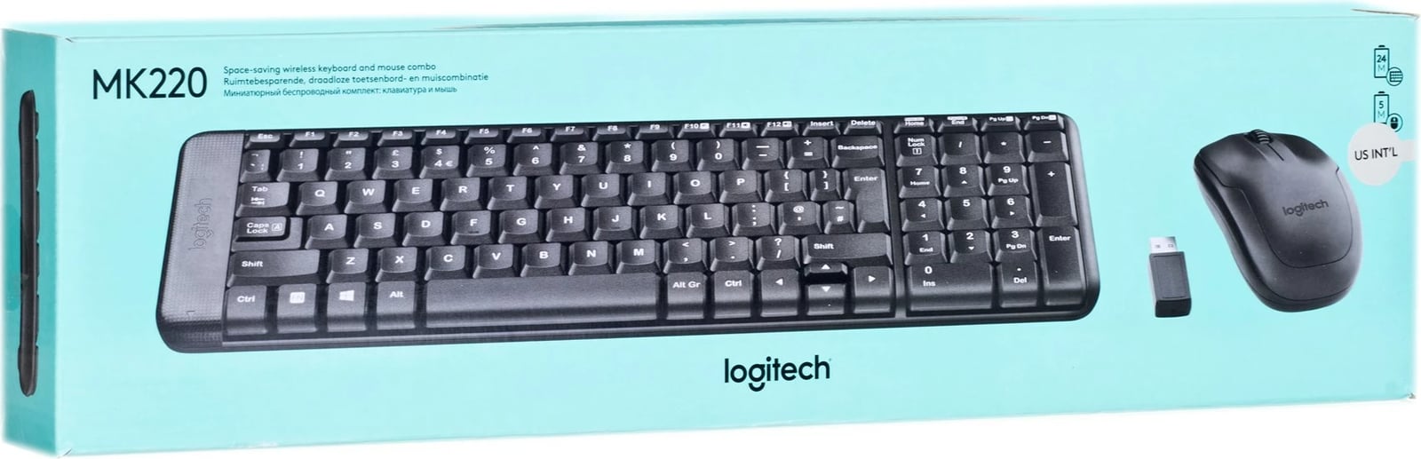 Set maus & tastierë Logitech MK220, wireless, i zi