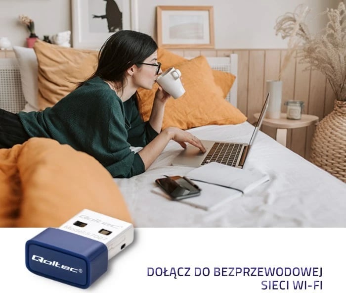 Adapter WiFi USB Bluetooth Qoltec 57007, Wireless, Navy