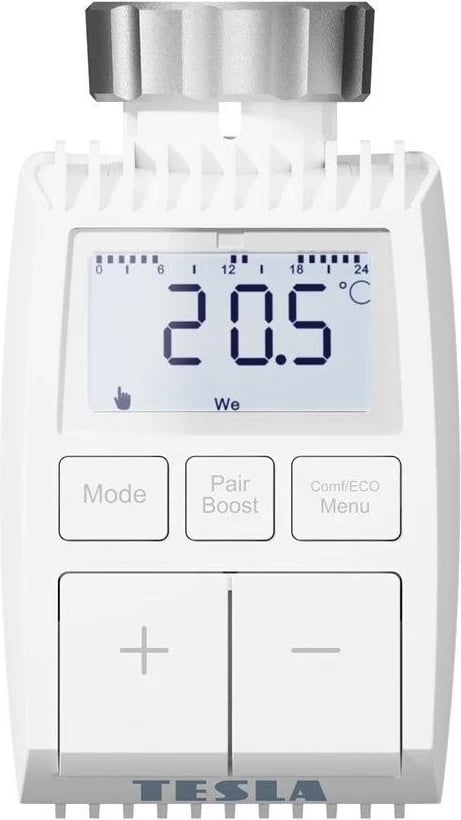 Valvulë termostatike smart Tesla TSL-TVR100-TV01ZG, e bardhë