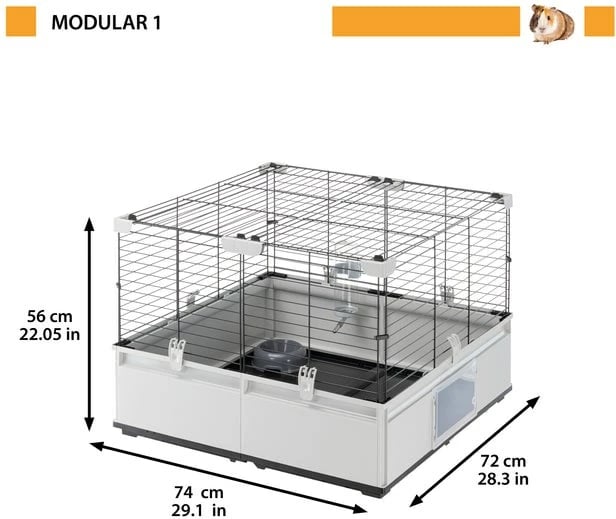 Kafaz modular FERPLAST Modular 1 për lepuj dhe derra të vegjël, gri