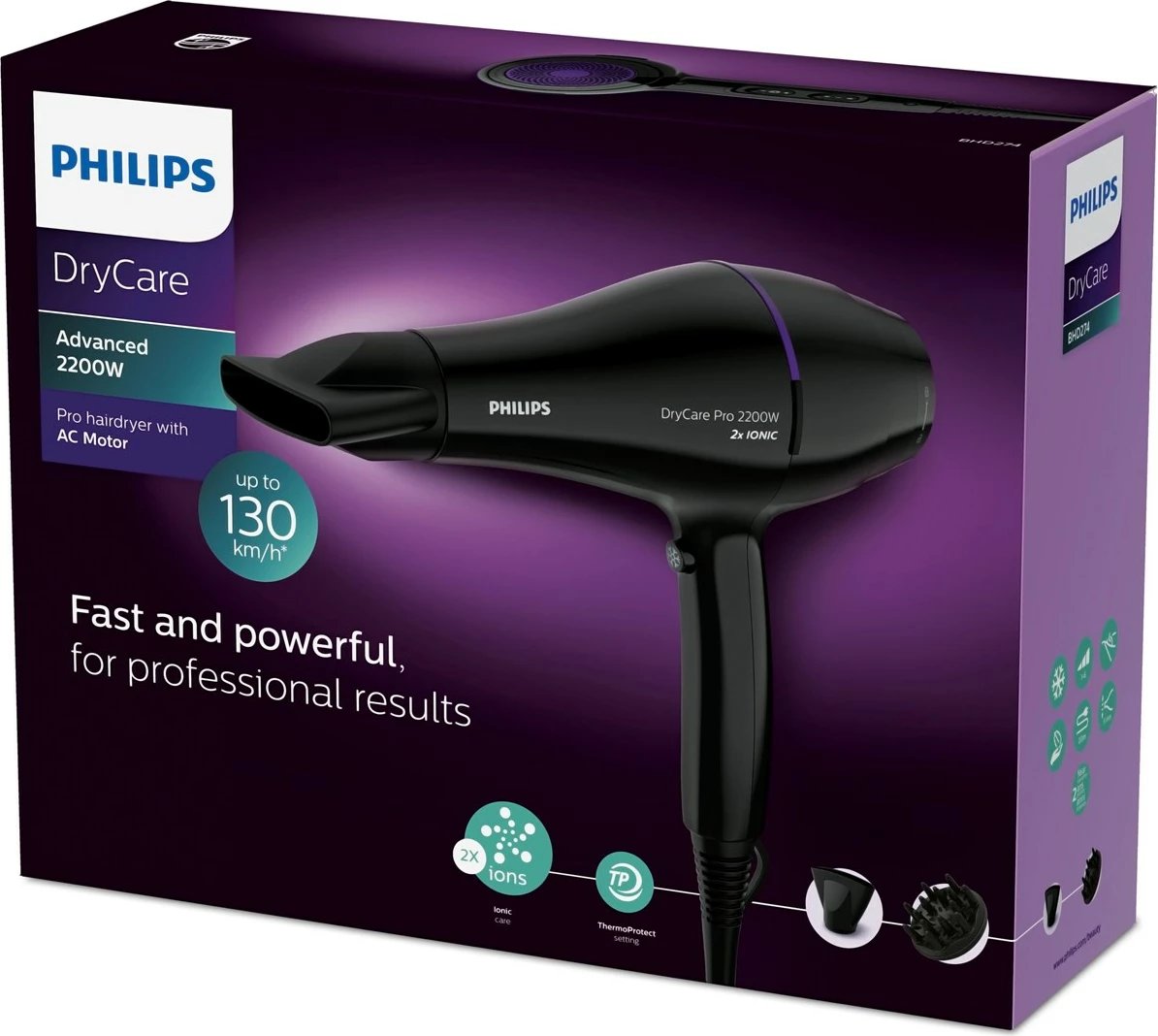 Tharëse flokësh Philips DryCare BHD274/00, e zezë