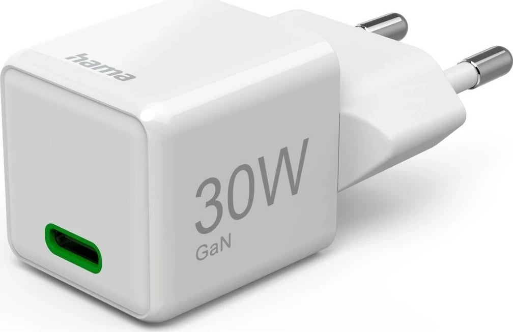 Karikues mini Hama GaN PD/QC 1x USB-C, 30W, i bardhë