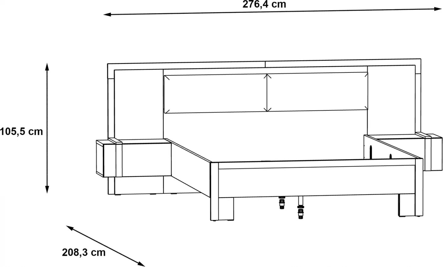 Krevat TAYLA FH8809 me komodina të integruara për dyshek 160x200 cm