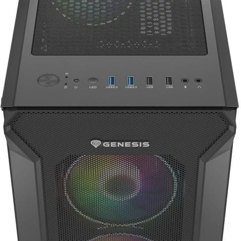 Kasë GENESIS Irid 505 ARGB, MIDI Tower, USB 3.0, E zezë