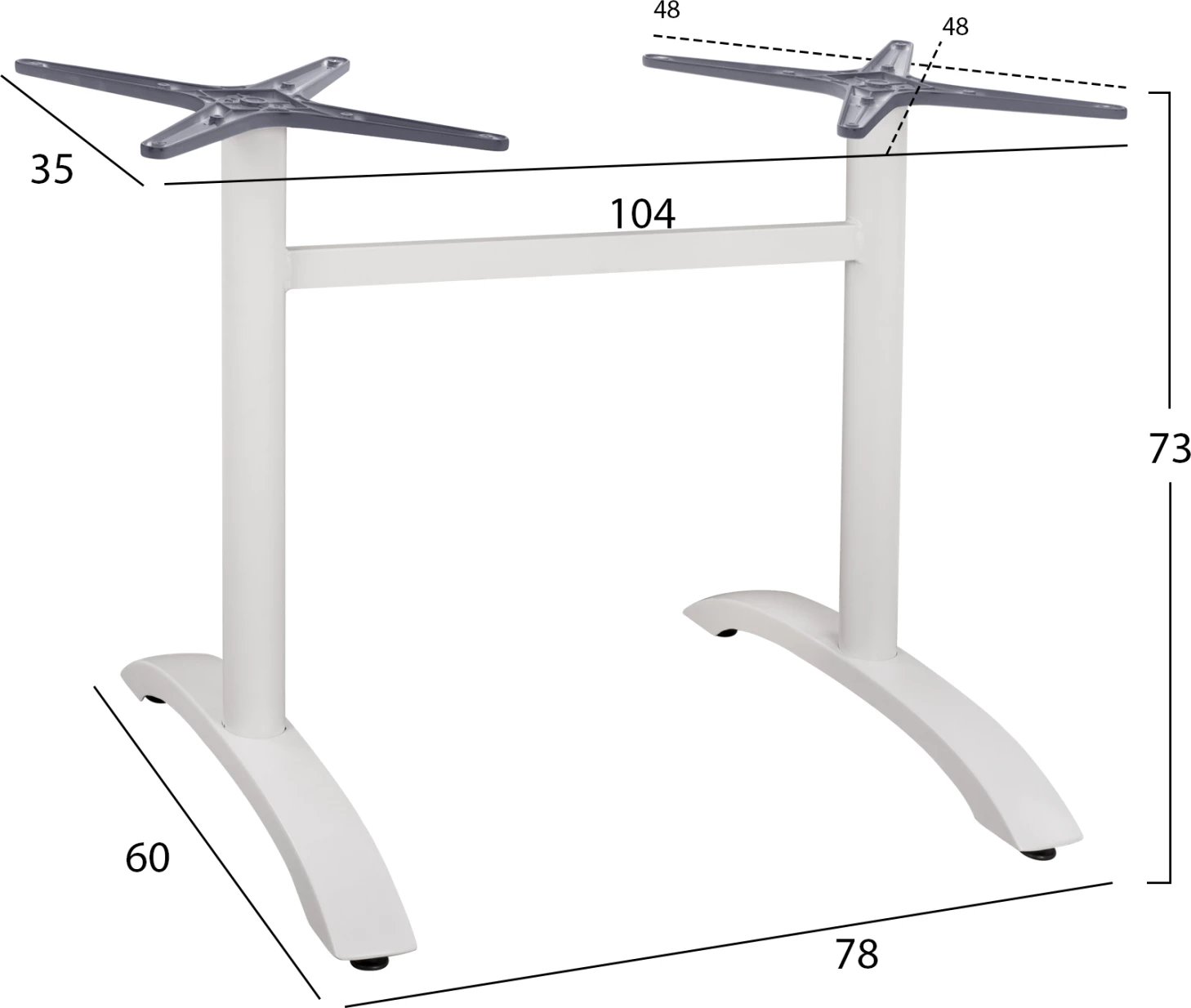 Bazë alumini me 2 këmbë, FH461.02, e bardhë, 78x60x73