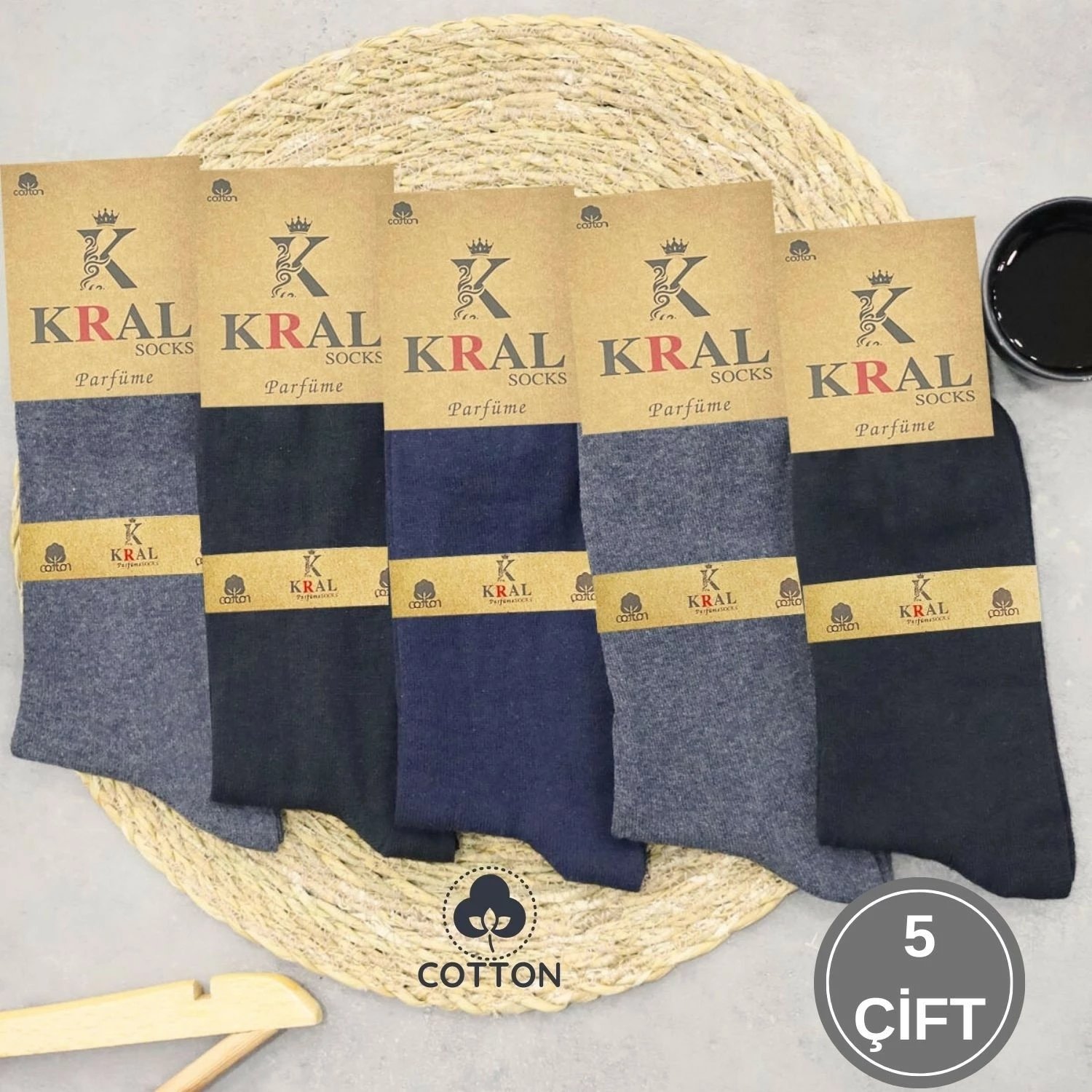 Çorape për meshkuj Kral Socks, shumëngjyrëshe, set 5 copë