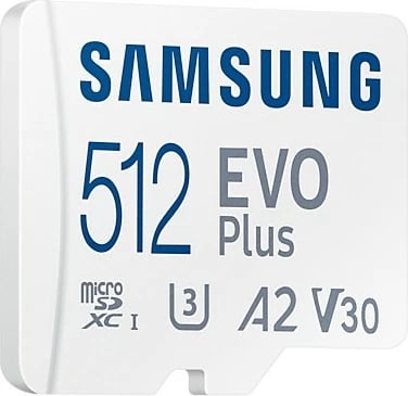 Kartelë memorie Samsung EVO Plus, 512 GB, MicroSDXC, Class 10, UHS-I, e bardhë