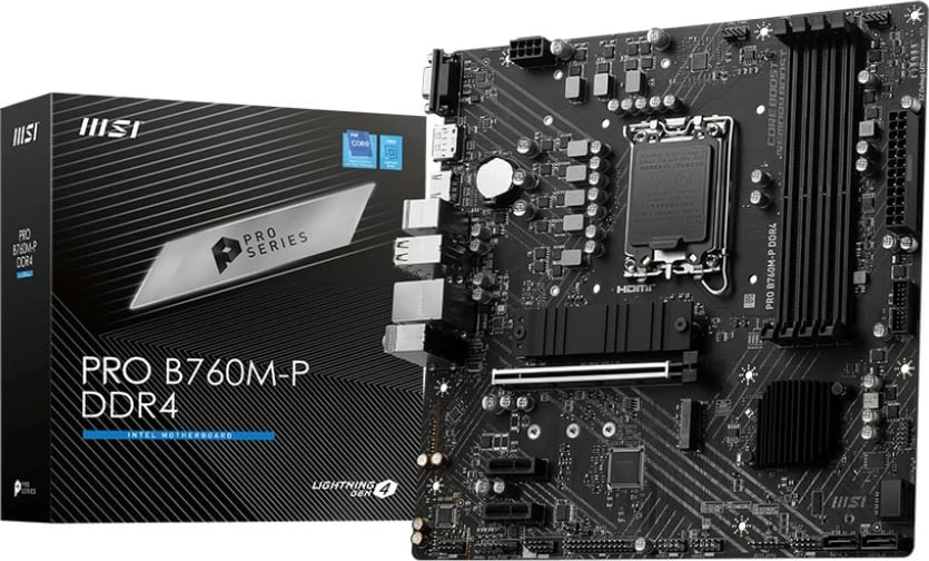 Pllakë amë MSI PRO B760M-P DDR4, Intel, LGA 1700, 128 GB