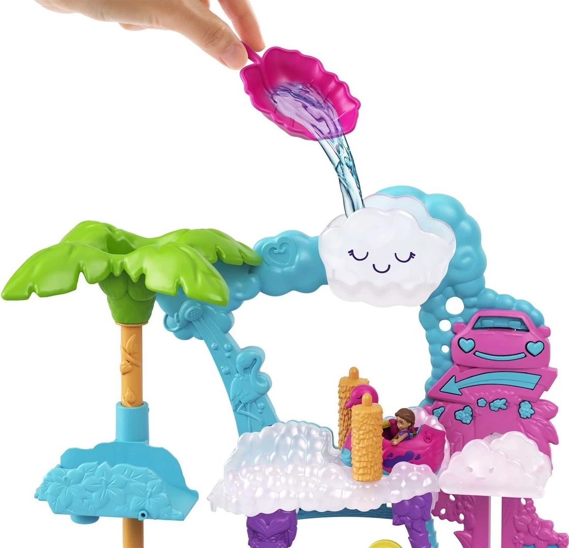 Set lodrash Polly Pocket Pollyville Flamingo Fun Car Wash, Mattel