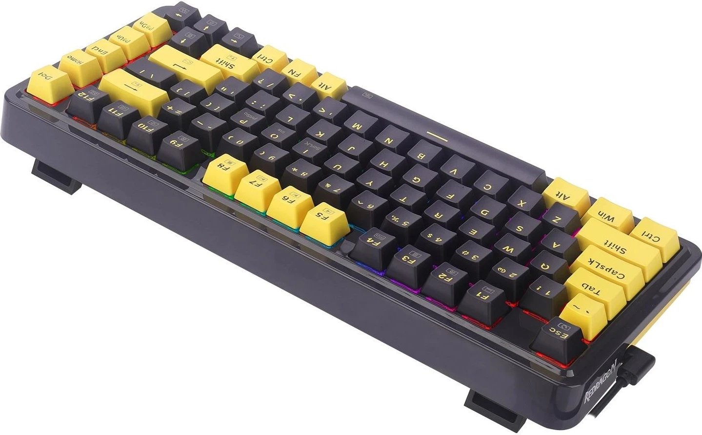 Tastierë mekanike Redragon K649PY-RGB, RGB, 82 taste, e zezë-verdhë