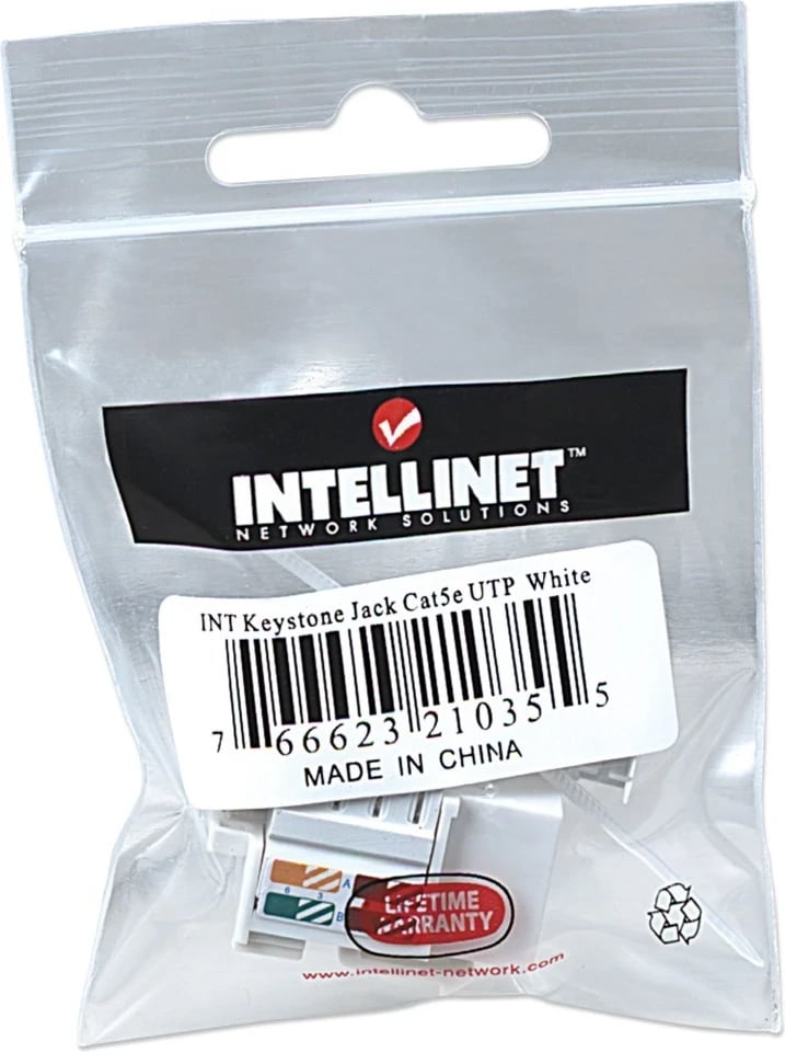 Konektor Intellinet 210355, RJ45 UTP Cat5e, Punch-Down, bardhë