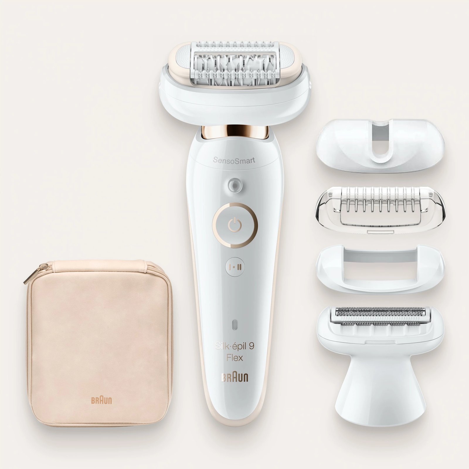 Epilator Braun Silk-épil 9 9-006 Flex, 40 piskatore, MicroGrip, SensoSmart, i bardhë