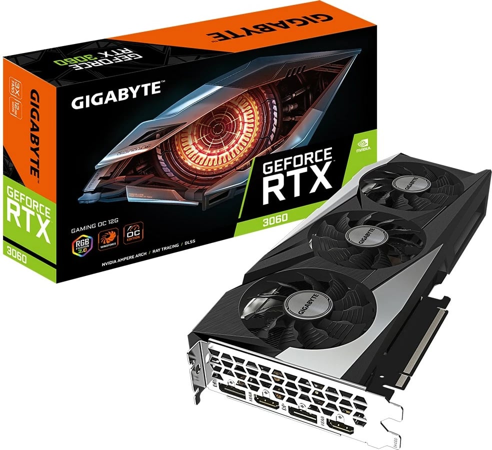 Kartelë grafike Gigabyte GeForce RTX 3060 GAMING OC 12G (rev. 2.0), e zezë