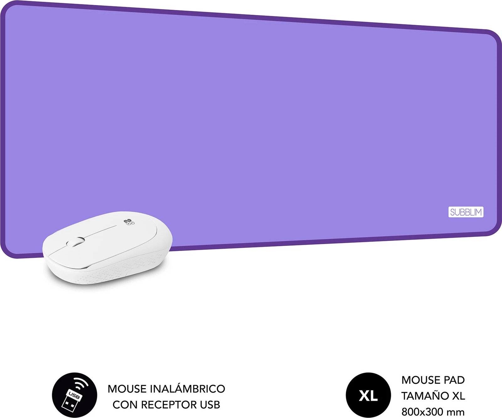 Mauspad dhe maus wireless SUBBLIM SUBMP-03HP002, ngjyrë vjollcë