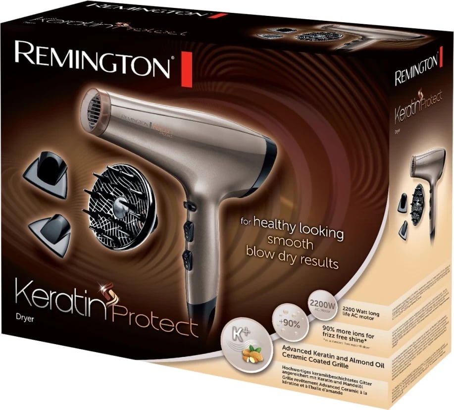 Tharëse flokësh Remington AC8002, Keratin Protect, 2200W, bezhë