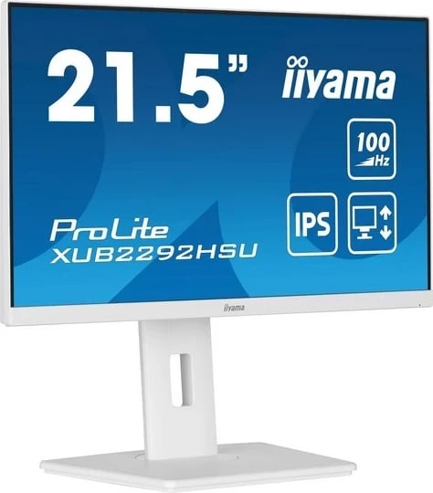 Monitor iiyama ProLite XUB2292HSU-W6, me kabëll HDMI, DP dhe USB, bardhë